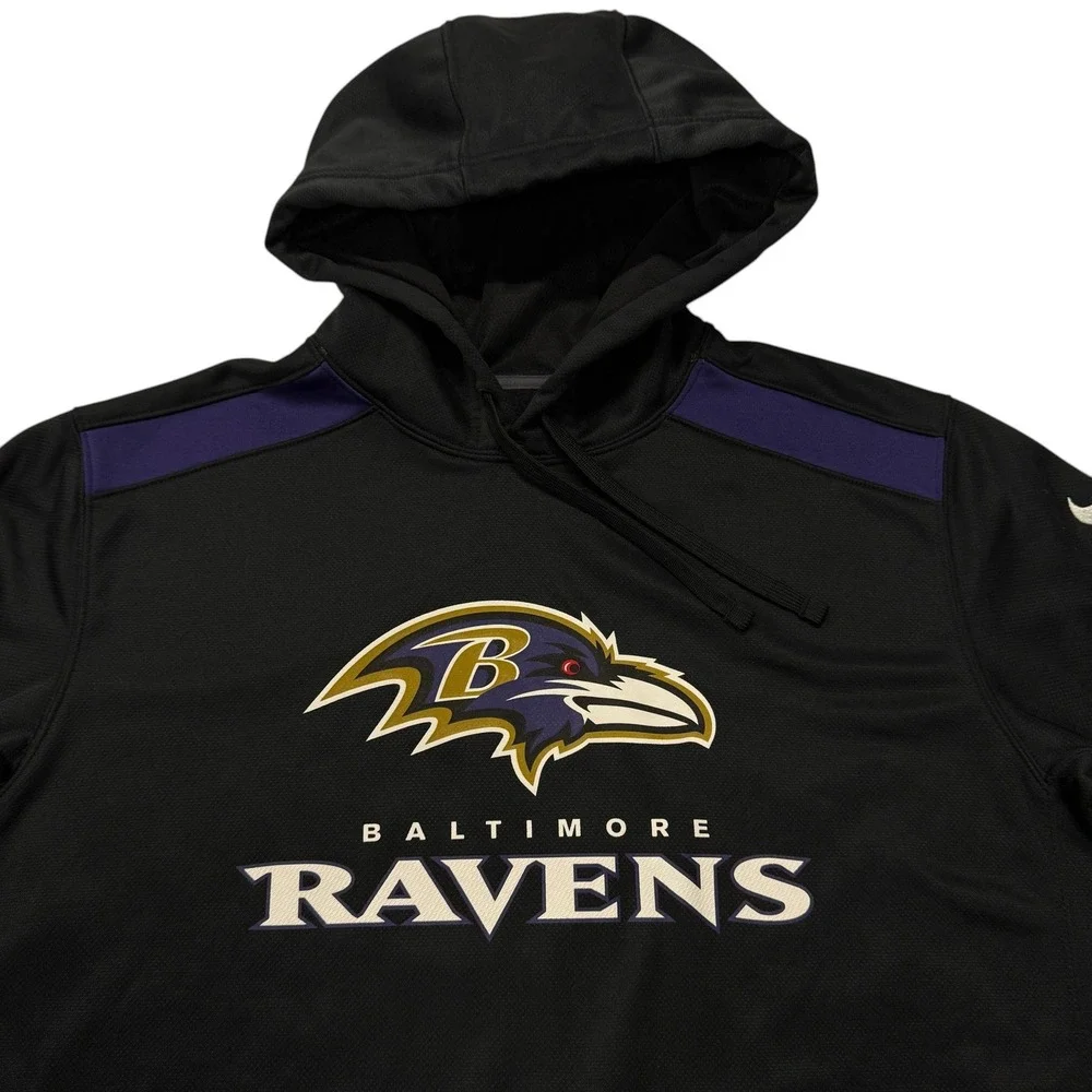 Nike Baltimore Ravens Hoodie Mens Large NFL Therma-FIT Pullover Black 542753-010